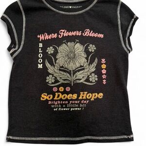 'Where Flowers Bloom' Black Graphic Tee